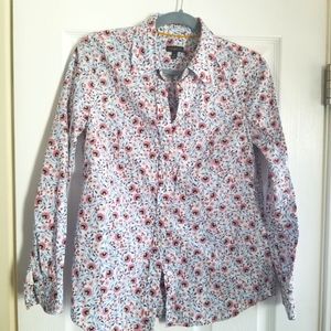 Talbots ditsy floral botanical button down shirt XS